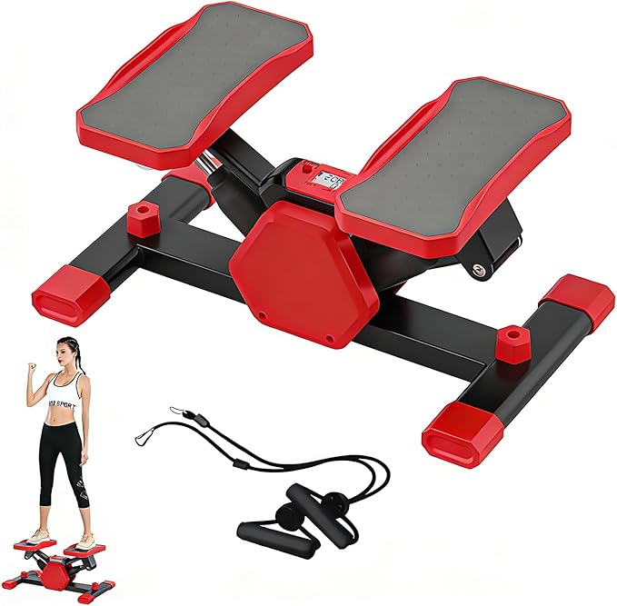 Rock Stepper Step Rocker Side to Side Low-Impact, Compact Side Stepper with Resistance Bands and Digital Display, Suitable for Full-Body Fitness