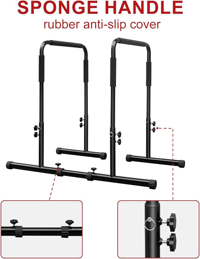 Dip Stand Station, Adjustable Dip Bar for Home Gym Fitness Equipment, Push Up Stand, Gymnastics Bar, Heavy Duty Body Bar Press for Tricep Dips, Pull-Ups, Push-Ups