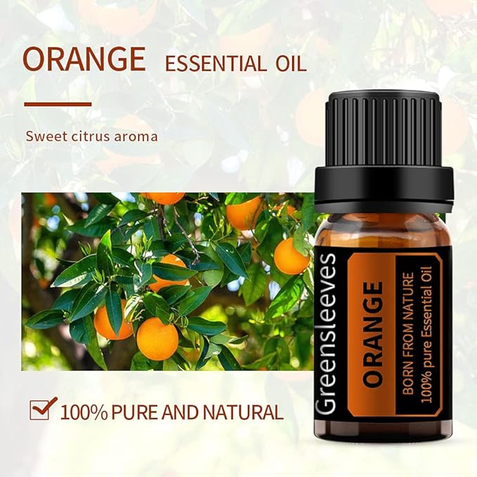 GREENSLEEVES Lemon Orange Essential Oil Set, 2 x 10ml Pure Plant-Based Fragrance Oil for Aromatherapy, Essential Oils for Diffuser, Massage, Bath Bomb, Scented Candle Soap Making