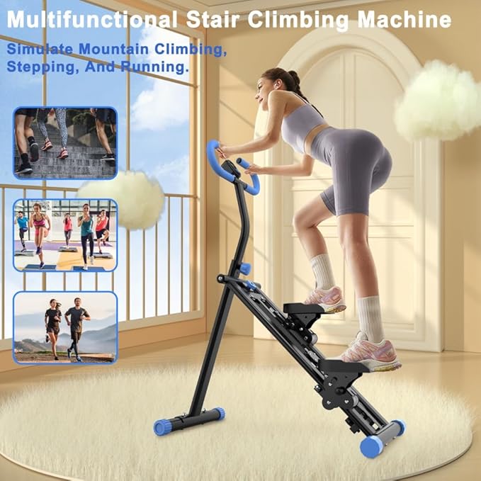 Stair Stepper, 3 Levels Adjustable Resistance Stair Master, Full-Body Exercise Climber Fitness Equipment Foldable, Vertical Climber Workout Machine