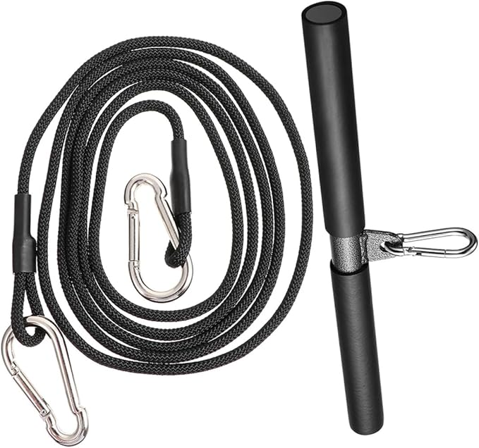 Muscle Training Tool and Fitness Machine Attachment Set with 2.5m High-Strength Rope and Short Pull Bar, Portable Strength Training Accessories for Home Gym Cable Machine Workouts