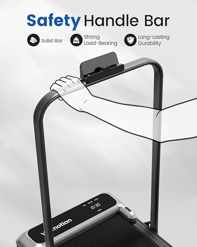 Walking Pad Treadmill with Handle Bar and Adjustable Incline, Compact Portable Treadmills for Home Office, 2.5HP Quiet Anti-Slip Under Desk Treadmills, 0.6-3.8 MPH Remote Speed Control, 265 LBS