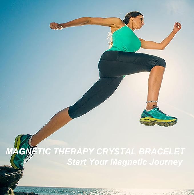 Magnetic Ankle Bracelets for Women, Stainless Steel Magnetic Anklet with Blue Stones, Fashion Jewelry Present (0137SGD)