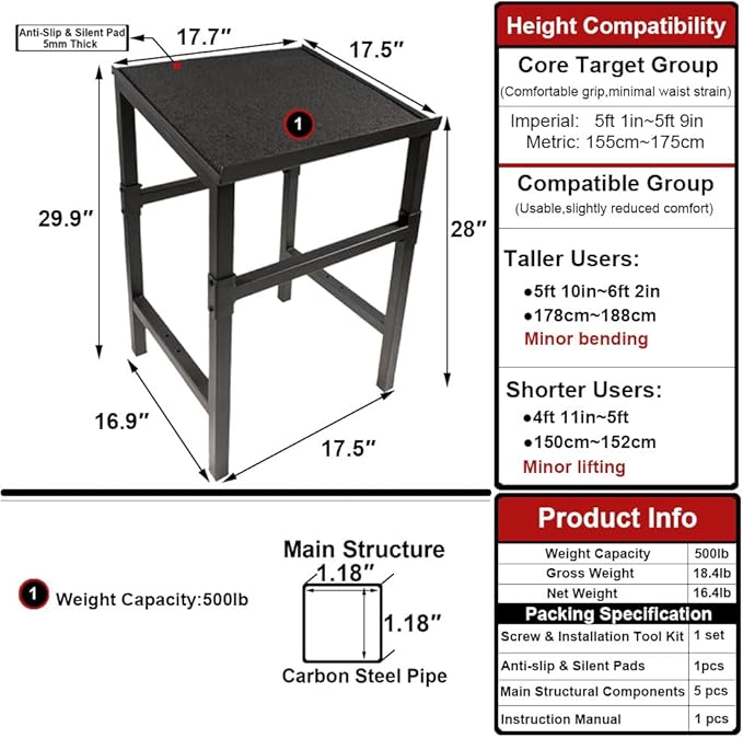 Commercial Heavy Duty Adjustable Dumbbell Stand & Kettlebell Stand, Adjustable Dumbbell Weight Rack, Kettlebell Storage Rack, Weight Rack for Garage/Home Gym/Commercial with Non-Slip Base, Anti-Tip Safety & Space-Saving Design, Weight Capacity 500/600/...