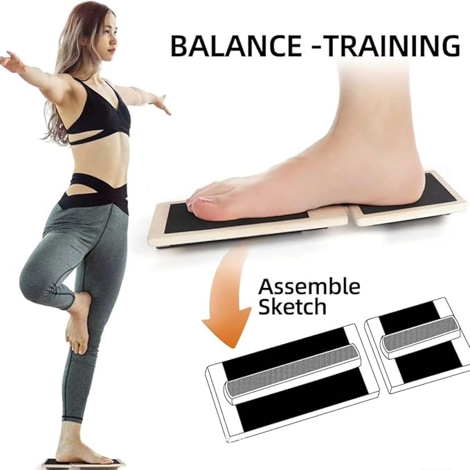 Wooden ankle balance board, safe and non-slip, small strength training device, helps to enhance stability, balance and core muscle strength