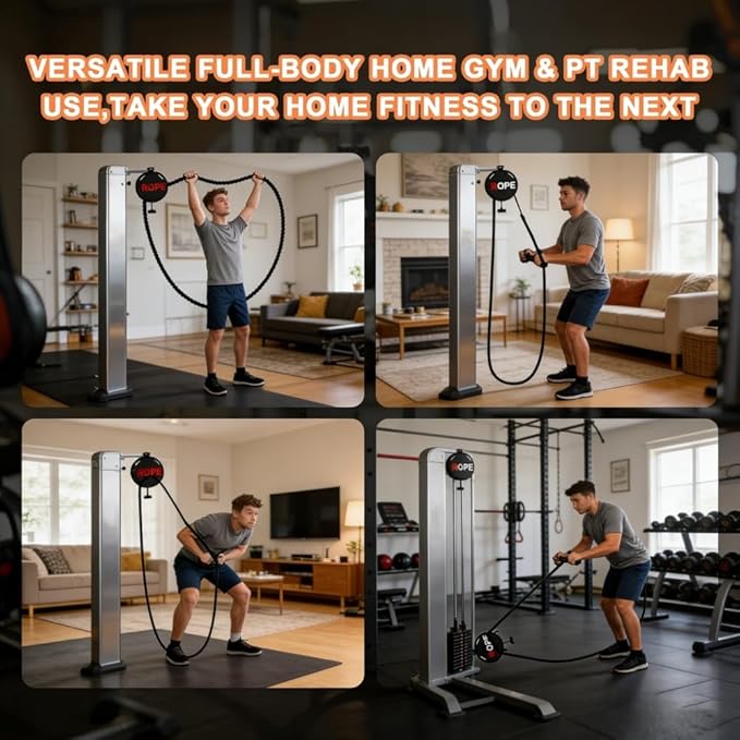 Endless Rope Trainer, Complete Cable Workout System for Home Use, Adjustable Pulley Equipment for Strength, Endurance and Body Coordination Improvement