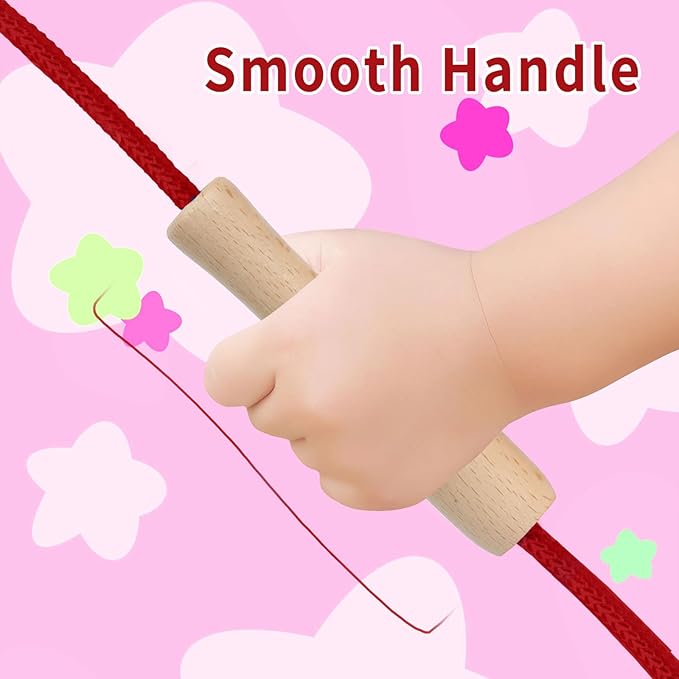 Jump Rope for Kids, Adjustable Toddler Skipping Rope with Wooden Handle, 8.5ft Child Jumping rope for Girls and Boys Workout Outdoor Activity