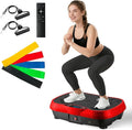 ALSO GO Vibration Plate Exercise Machine, 10 Modes & 200-Level Vibration Platform for Weight Loss/Lymphatic Drainage, 400lbs Vibration Board with Music and Resistance Bands for Full Body Workout, Red