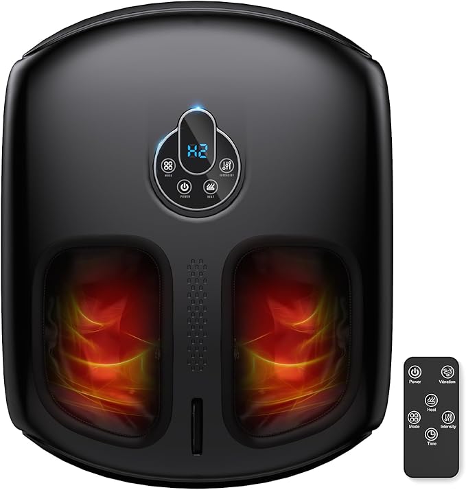 Foot Massager with Heat - Shiatsu Deep Kneading to Relieve Tired & Aching Feet, Fits Size 6-13