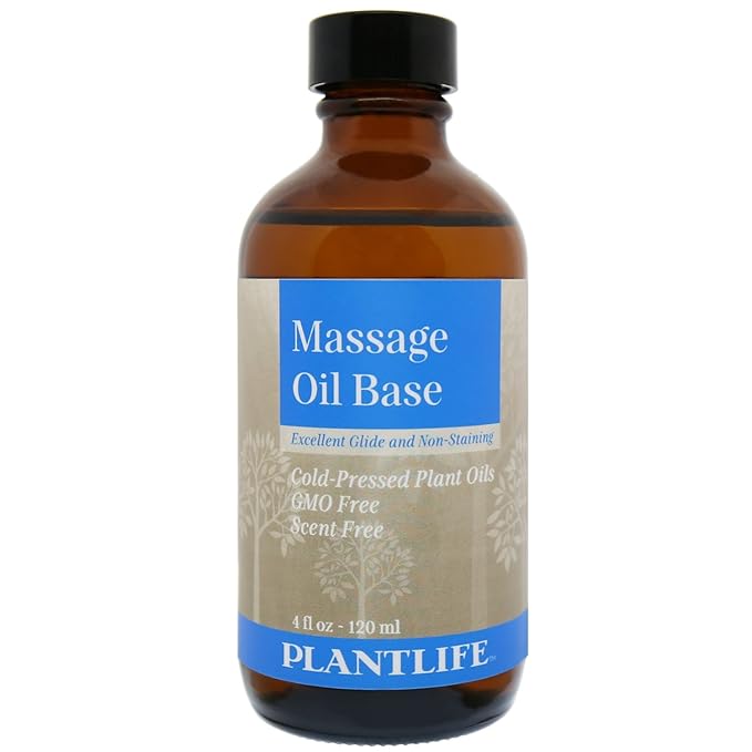 Plantlife Massage Oil Base Carrier Oil - Cold Pressed, Non-GMO, and Gluten Free Carrier Oils - for Skin, Hair, and Personal Care - 4 oz