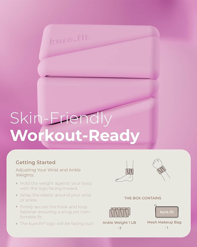 Pilates Weight | Wrist & Ankle Weights for Women | Weighted Bangles | 1LB/ 2LB Each (Set of 2)