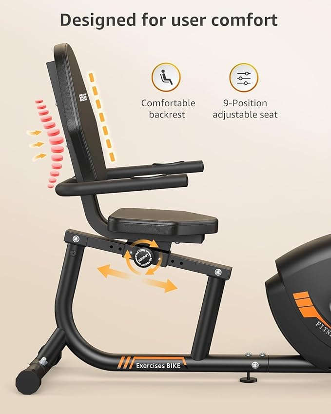 JEEKEE Recumbent Exercise Bike for Seniors,Stationary Bikes for Home, 400LB Capacity & 16 Levels Magnetic Resistance, Heart Rate Handle
