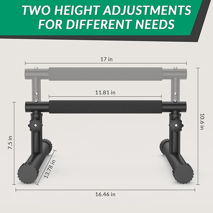 IMAYCC Push Up Bar, Adjustable 7.5" and 10.6" High Parallettes Bars & Dip Bar With Full-Cover Foam Grips, No Wobbling Calisthenics Equipment For Handstand, L-Sit, Gymnastics, Strength Training Home Gym