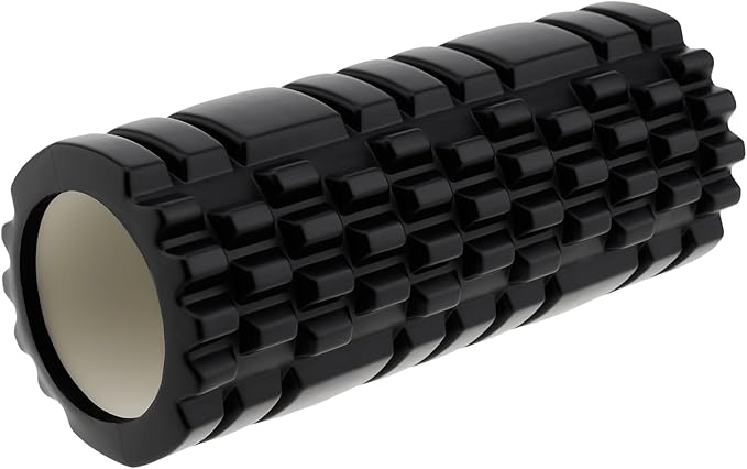High Density EVA Foam Roller for Physical Therapy, Yoga & Pilates - Muscle Recovery, Deep Tissue Massage, Myofascial Release with Portable Mesh Bag（Black）