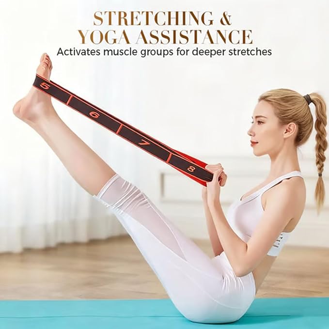 Fitness Resistance Band for Stretching and Yoga, Fashion Puller Exercise, Fitness Resistance Bands with Handles, Adjustable 8 Segment Numbered Resistance Band for Full Body