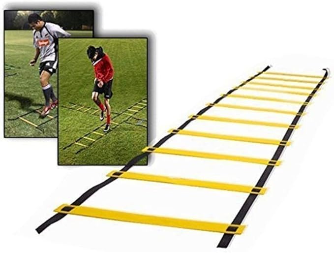 Agility Ladder Speed Training Set: 12 Rung 6 M Soccer Training Equipment for Kids with 12 Cones, Carrying Bag for Football Exercise Sports Footwork Training Medium