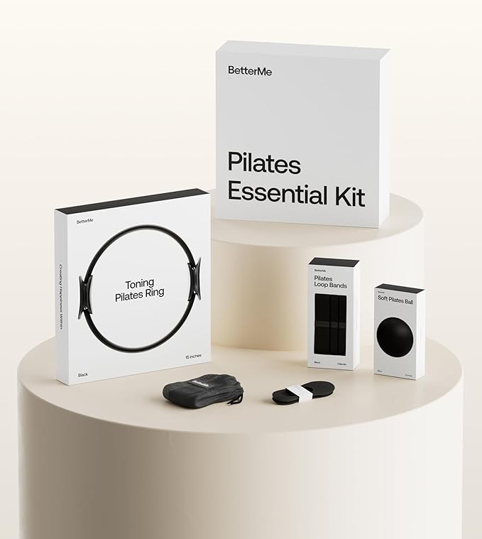 BetterMe Pilates Essential Kit - Pilates Ring, Long Resistance Bands, Pilates Loop Bands, Ball and More - Complete Home Pilates Kit for Women