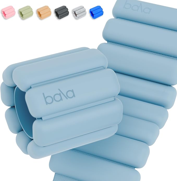 Bala Bangles Wrist & Ankle Weights for Women & Men - Adjustable Weighted Bands - Soft Silicone Arm & Leg Weights for Pilates, Yoga, Walking, Barre, Home Workout & Strength Training Exercise