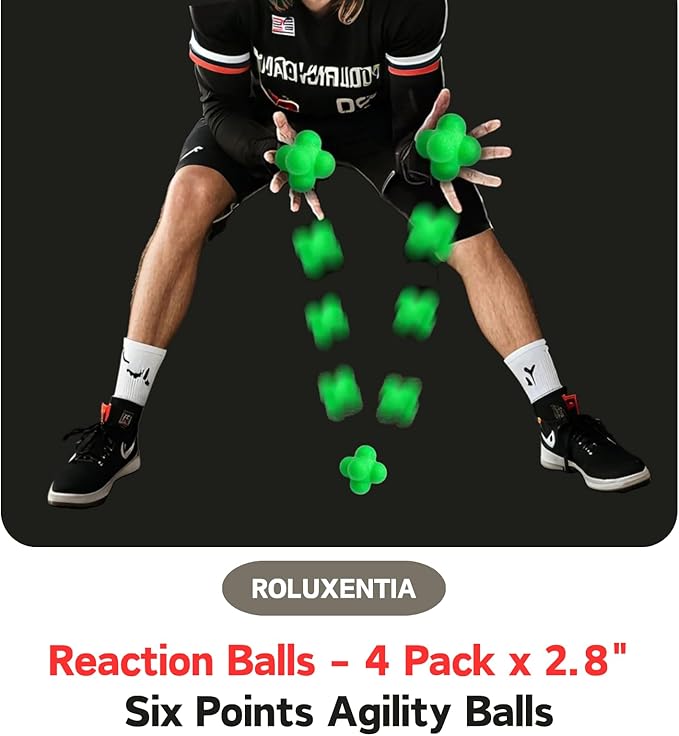 Reaction Balls 4 Pack, 2.8 Inch - Baseball Handball Reflex Training Equipment, Hand-Eye Coordination, Speed Reflex Trainer for Agility Games and Garden Family Gatherings