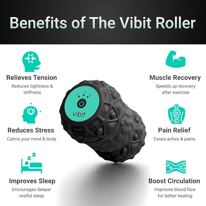 Vibit - Vibrating Massager for Plantar Fasciitis, Pain Relief and Sciatica, Foot and Body Portable Massage Roller, Deep Tissue Pain Relief from Feet to Neck, Electric, 3 Vibration Levels (Green)