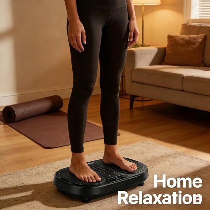Vibration Plate Exercise Machine for Whole Body Workout, 330 lbs Capacity Lymphatic Drainage Platform for Weight Loss, 120 Speeds with Resistance Bands & Built-in USB Speaker