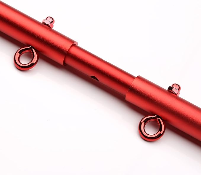 TMEOIIPY Pilates Exercise bar, Red Yoga Exercise Adjustable Spreader Bar with 4 Red Adjustable Straps Sports Aid Training Fitness Gear, Pilates aid kit, Stretching Exercise Tools