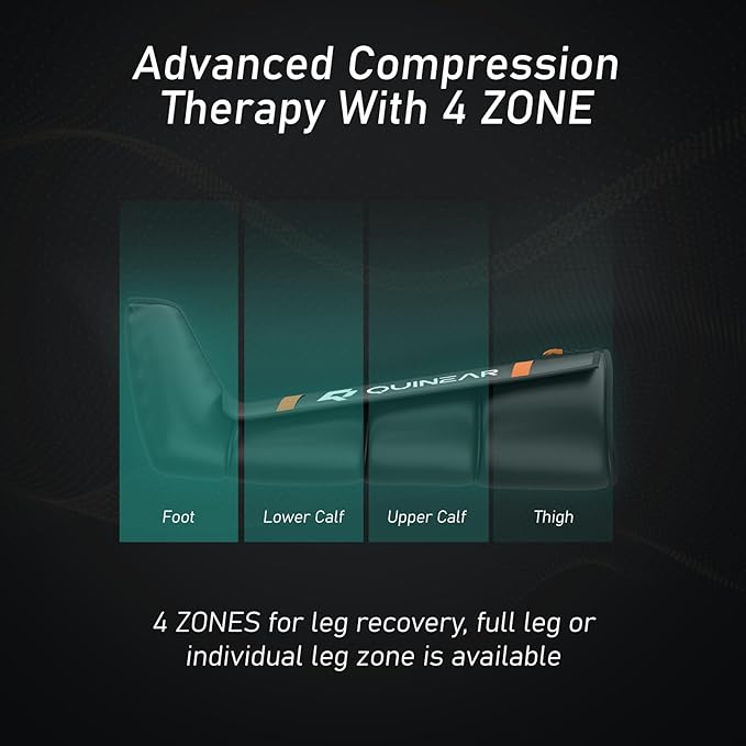 QUINEAR Professional Leg Recovery System, Cordless Air Compression Boots with Sequential Compression, Leg and Foot Massager, Fast Recovery Therapy for Athletes, FSA-HSA Eligible (Medium)