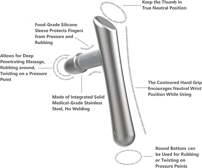 T-Bar Massage Tool - Myofascial & Foot Reflexology Massager, Stainless Steel, Heavy Duty