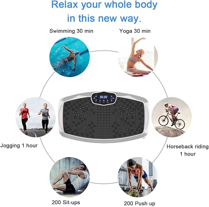 Vibration Plate Exercise Machine,Whole Body Vibration Platform Machine,Fitness Vibration Trainer for Weight Loss Shaping Toning Home Gym