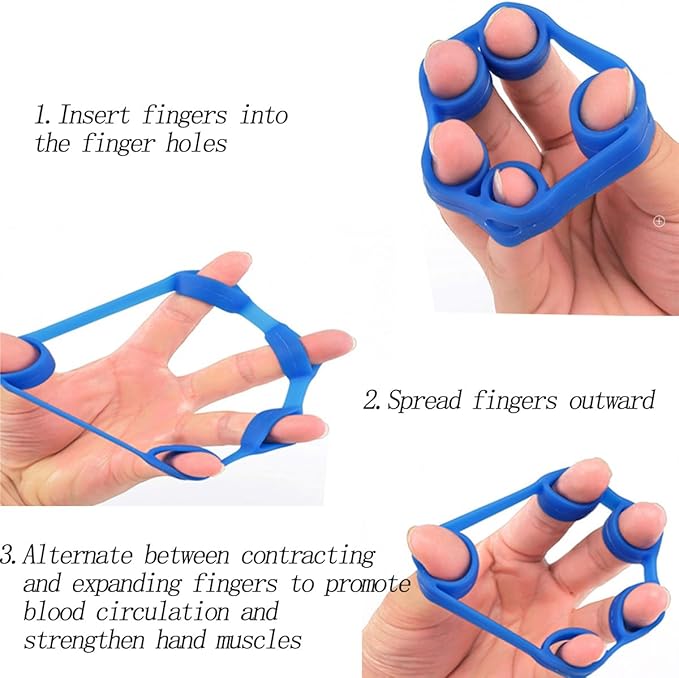 6-Pack Finger Strengthener, 3 Resistance Levels Silicone Finger Exerciser, Grip Strength Trainer for Hand Therapy, Fitness & Daily Training