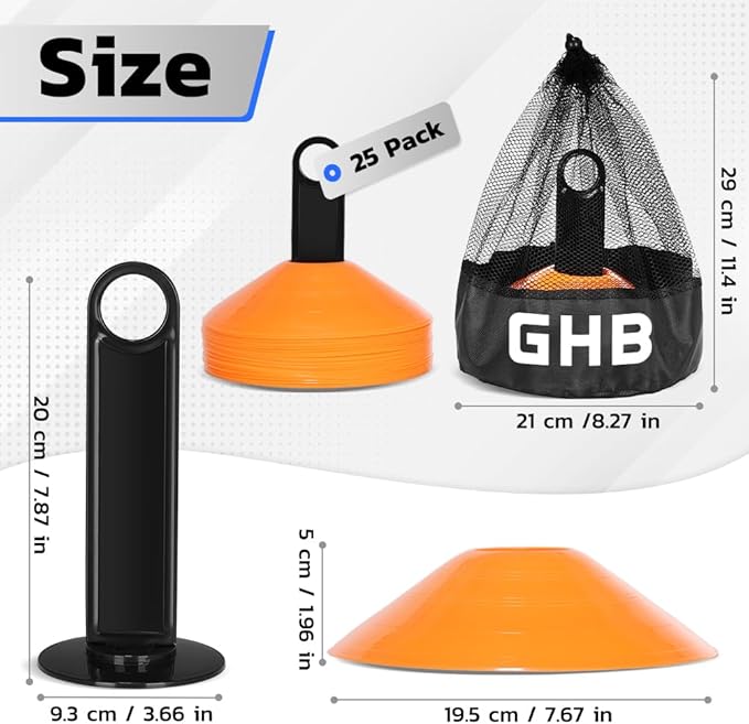 GHB Agility Ladder 1PCS Agility Cones 25PCS Detachable Agility Hurdles 5PCS