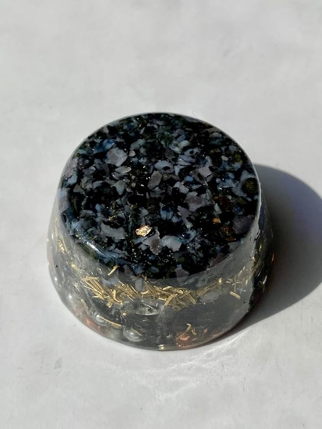 Indigo Gabbro Merlinite Orgone Generator Energy Accumulator 528Hz/7.83Hz/Advance Harmonics Many Beautiful Ingredients and Colors! (Indigo Gabbro Merlinite)