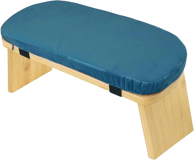 Meditation Bench Kneeling Stool Chair Wooden Prayer Bench Meditation Stool, Blue
