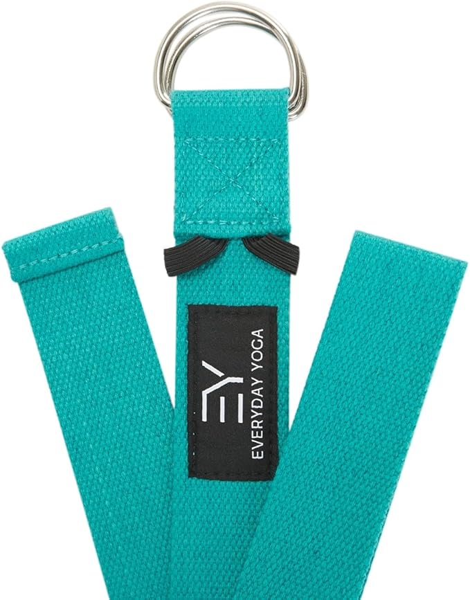 Everyday Yoga Strap with Metal D-Ring - Durable Stretching Strap for Yoga, Pilates, Flexibility & Physical Therapy (6ft, 8ft, 10ft)