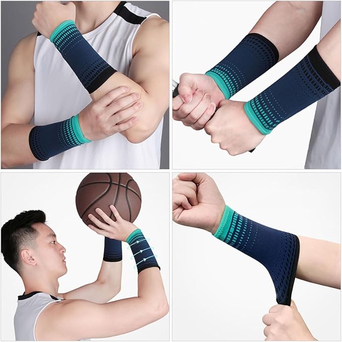 Milisten 2pcs Protective Wrist Brace Compression Training Sleeves Knit Portable Wrist Supports Fitness Joint Wraps for Men and Women Gym Workout Sports