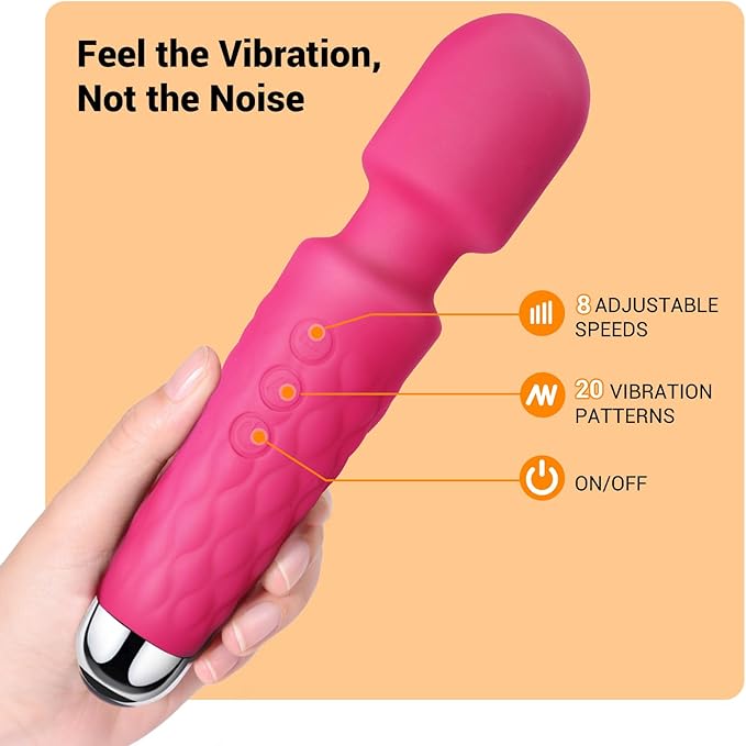 Handheld Massager,Power Wand Wireless Rechargeable Vibrating Massager, Body Massaging for Woman and Back Neck Muscle Aches (Pink)
