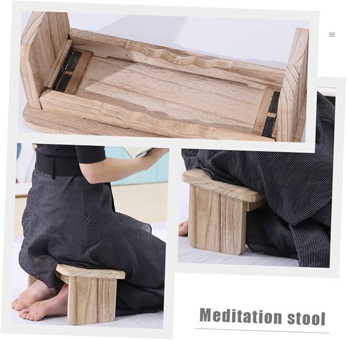 POPETPOP Portable Zen Stool Wooden Meditation Bench Non-Slip Design Suitable for Household Stool