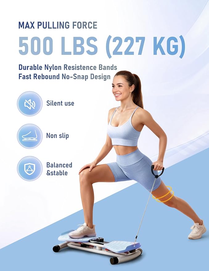 Waist Twister Machine with Smart Digital Counter and Resistance Bands 300 Lbs Capacity, Noiseless Ab Twister Board for Home Exercise, Fitness Equipment Ideal for Women to Burn Belly Fat and Tone Body