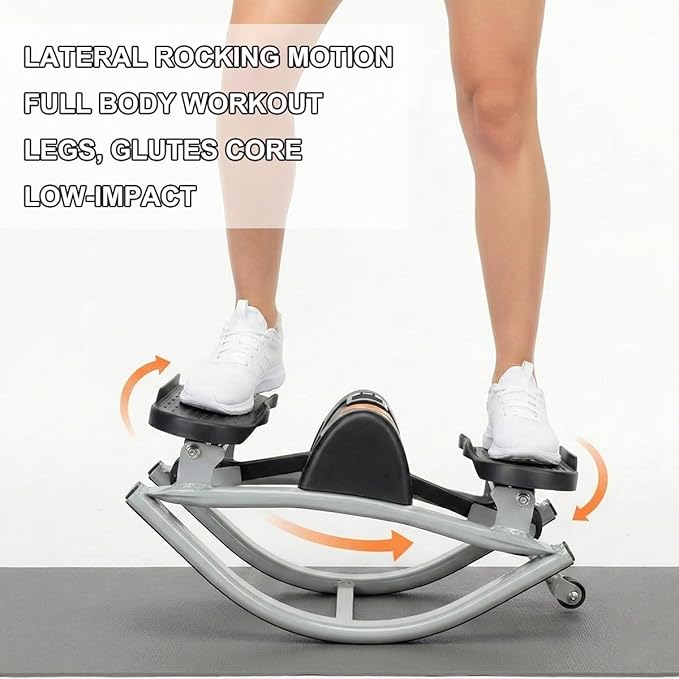 Rock Stepper Side to Side, Digital Display Mini Stepper with Resistance Bands, Steppers for Exercise at Home, Quiet Low Impact Workout Machine for Arm Legs Glutes, Portable Fitness Equipment