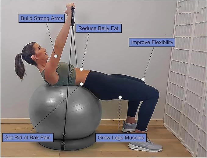 Yoga Ball Chair,Yoga Ball，Exercise Ball, Balance Ball Chair with Adjustable Band & Stability Base Home Yoga Chair for Exercise/Improving Health Pregnancy Birthing Balls Seat(Light Gray,Diameter 55cm (