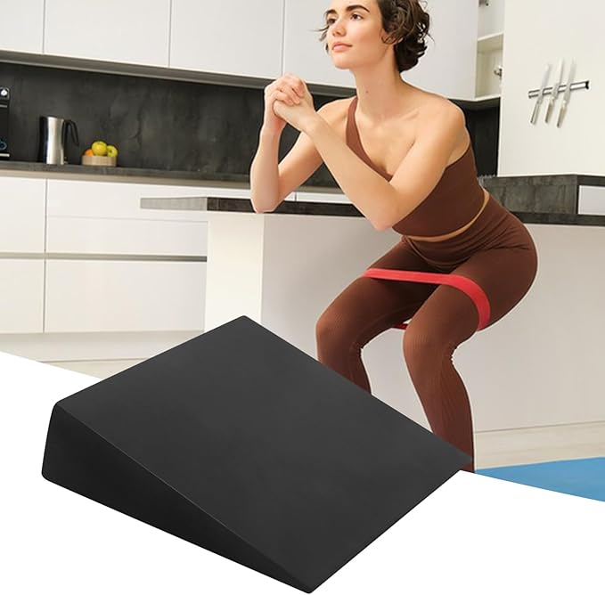 Dorsiflexion Wedge - 12.8x11.8x3.5in Foam Ramp, Angled Heel Elevation Block, Textured Incline Platforms | Calf Flexibility Development Tool, Lower Limb Stability Aid, For Barbell Squat Techniques