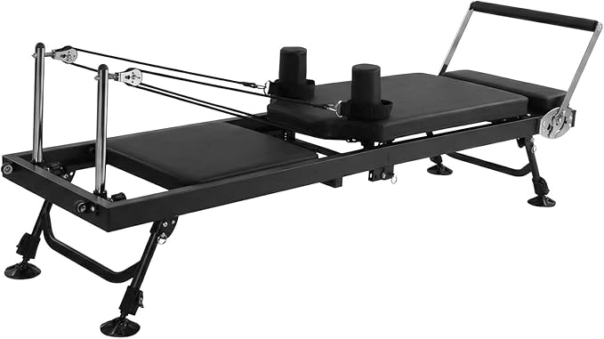Generic Adjustable Fitness Equipment with Springs Resistance 78 in Folds Up Pilate Bed 300 LBS Capacity Smooth Glide Carriage Pilates Reformer for Home and Studio Use