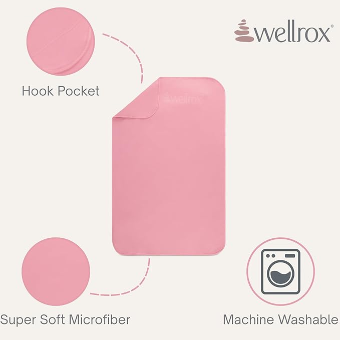 Wellrox Microfiber Hand Towel- Absorbent Sweat Towels, Workout Towels for Women- Yoga Mat Towel for Pilates, Hot Yoga, Gym Workouts (2 Pack, Pink)