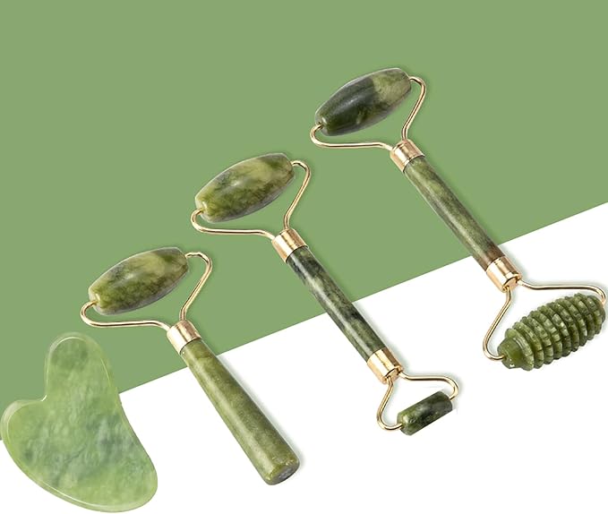 Gua Sha Facial Tools, Guasha Tool for Face, Jade Face Roller,Self Care Gift for Women and Men