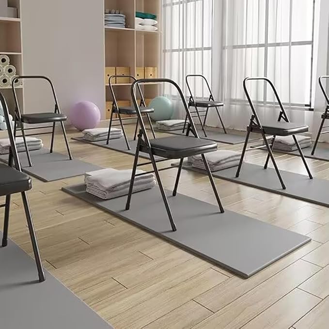 Iyengar Yoga Chair Backless Yoga Chair Pilates Chair Yoga Inversion Chair PU Fabric Foldable Balance Training 42 * 45 * 80cm,Black