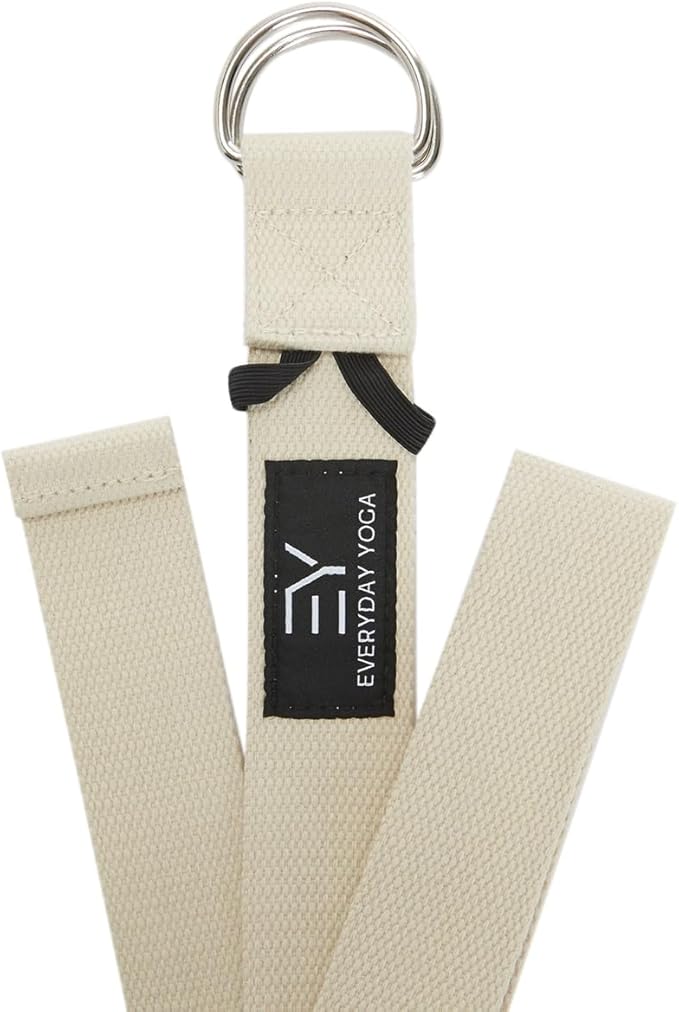 Everyday Yoga Strap with Metal D-Ring - Durable Stretching Strap for Yoga, Pilates, Flexibility & Physical Therapy (6ft, 8ft, 10ft)