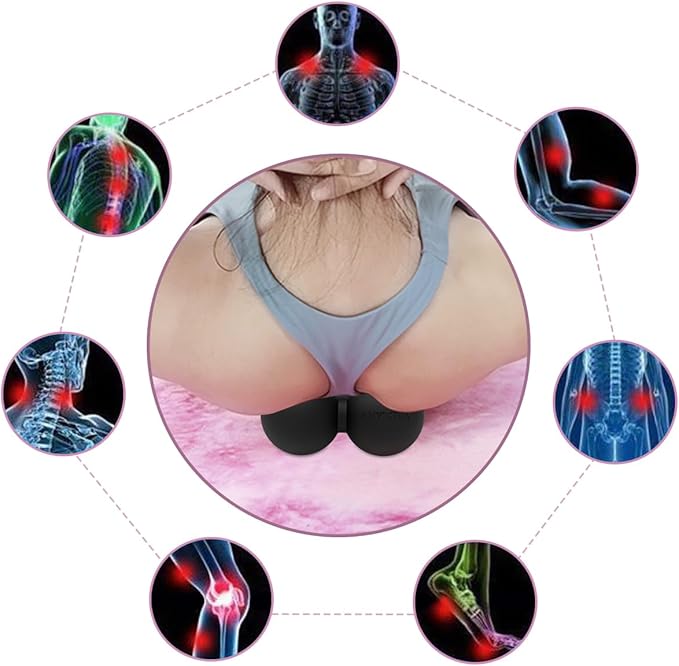 Peanut Massage Ball,Double Lacrosse Ball for Neck Sore Muscles,Medium Density Myofascial Release Massager Ball for Deep-Tissue Massage Muscle Knots Yoga Therapy(Black)