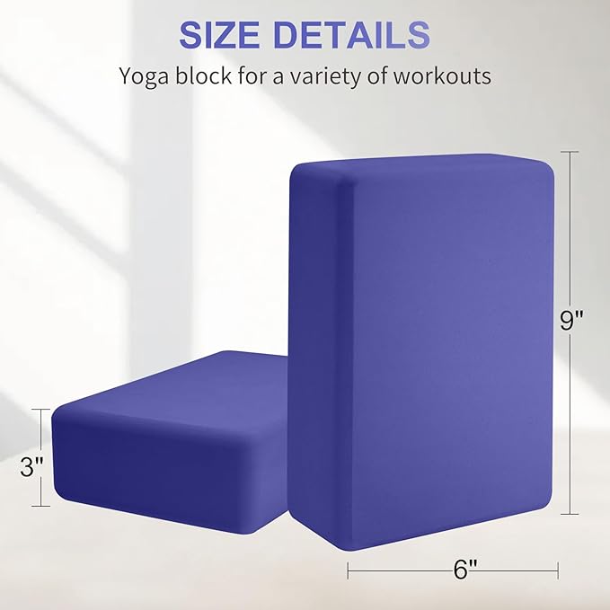 2 Pack Yoga Block, Premuim EVA Foam Block, Durable Non-slip Exersice Block for Yoga, Pilates, General Fitness, Stretching, Toning Workouts and Meditation