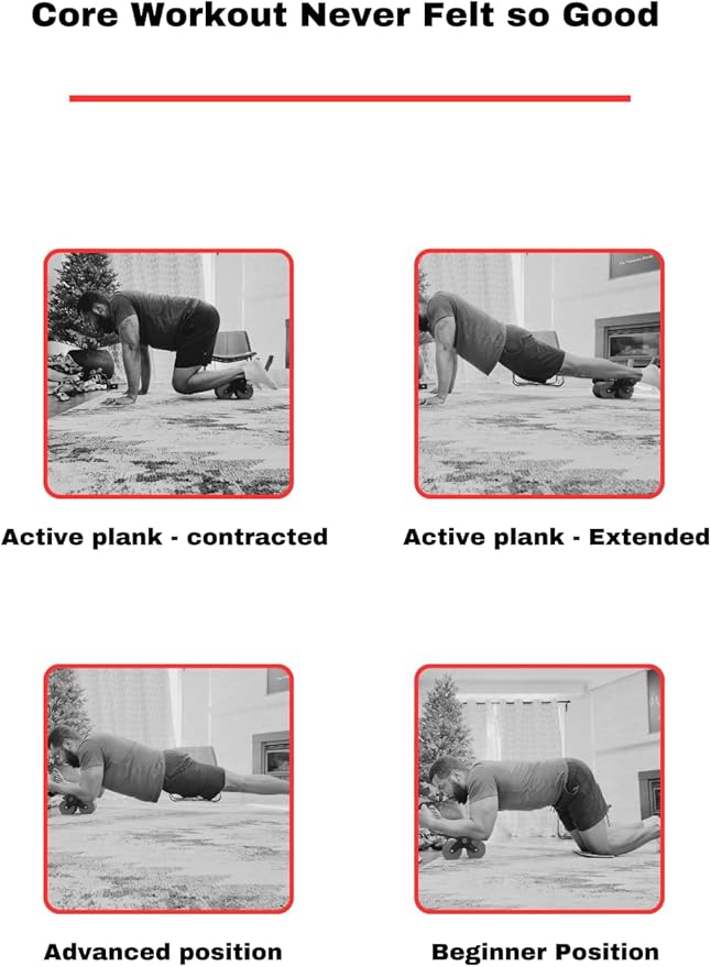 APB Blast Ab Roller, with thick elbow support with resistance spring. Ab workout for Abdonimal and Core strength Exercise. Equipment for a Home Gym and a Home Workout, Red