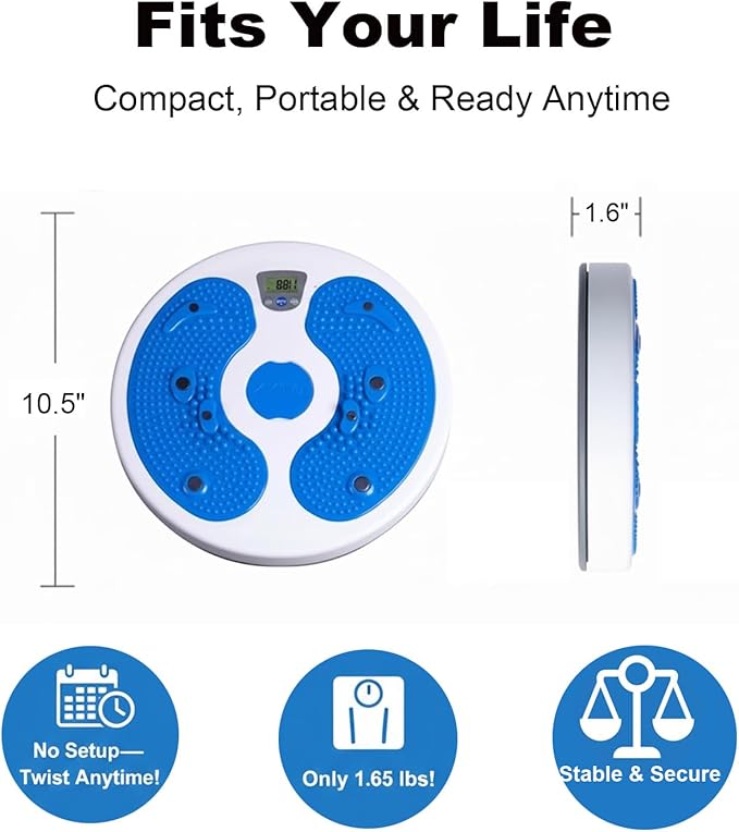 KYTO Waist Twister Disc – Core Trainer Board with Digital Counter, Ab Workout Equipment with 360° Rotation, Non-Slip Foot Massage Design for Home, Office Fitness